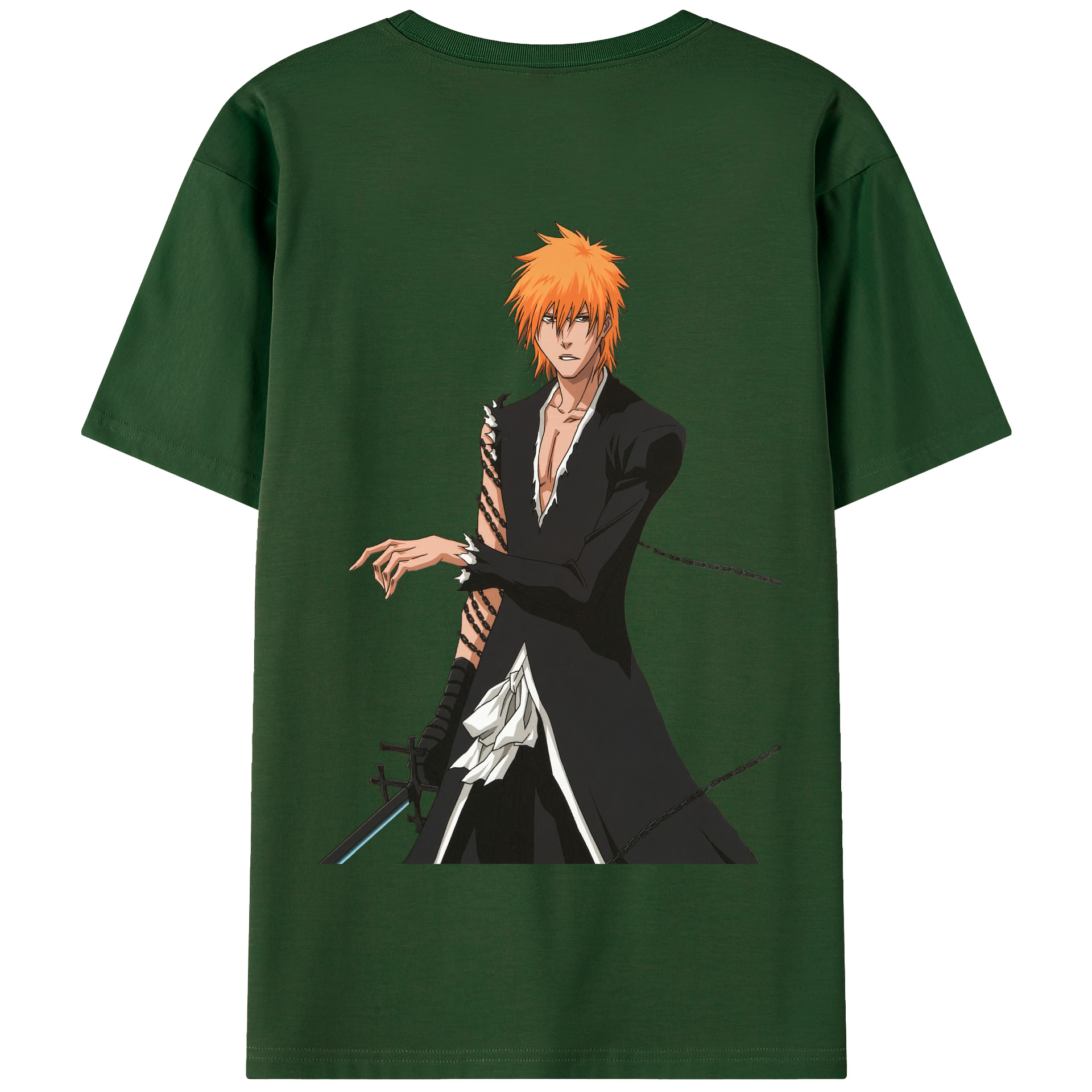 （画像用） ブリーチ 黒崎一護（くろさき いちご）BLEACH Kurosaki Ichigo 綿100％半袖Tシャツ（背面プリント）